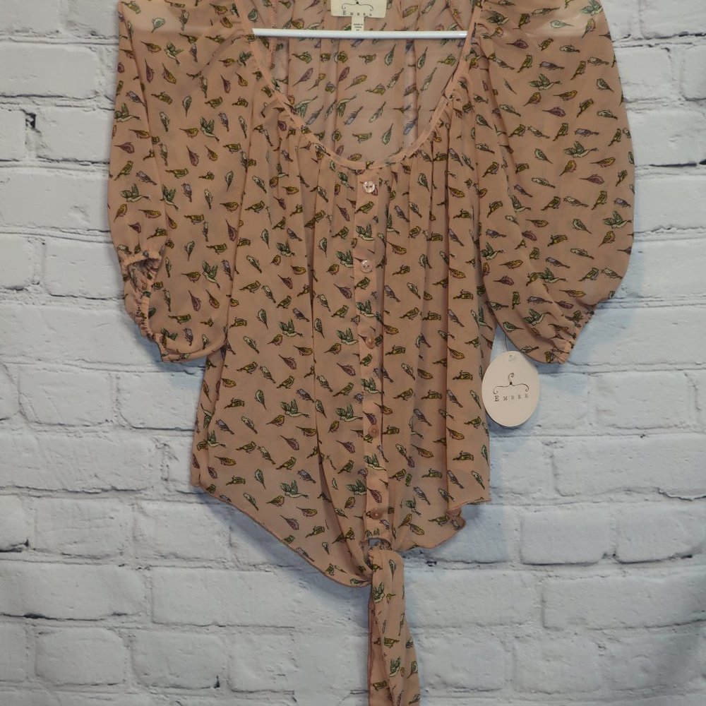 Vintage Blouse with Bird Detail